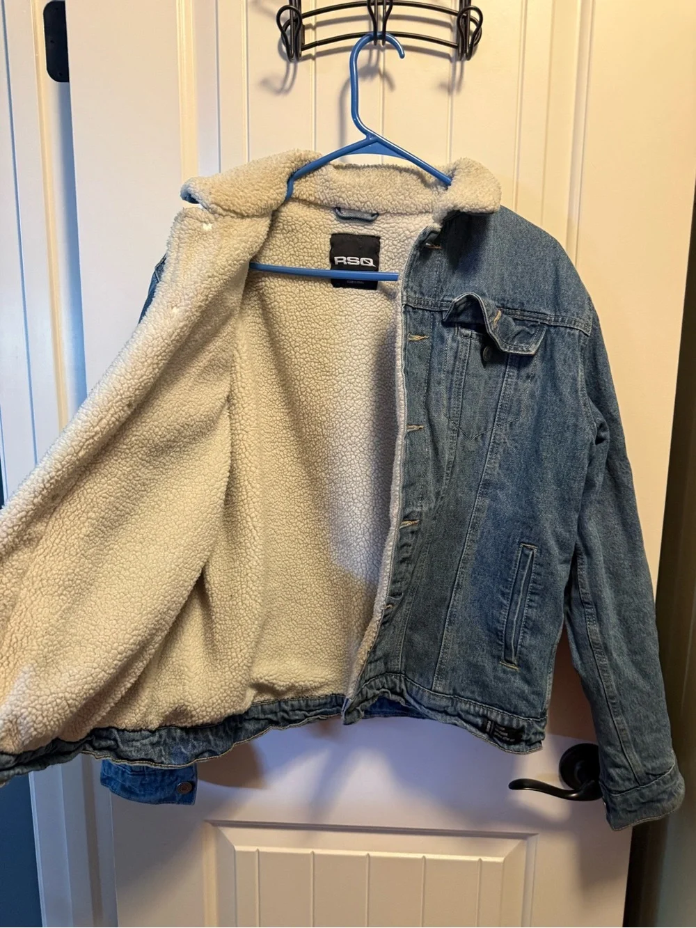 ASQ Sherpa-Lined Light Blue Denim Jacket